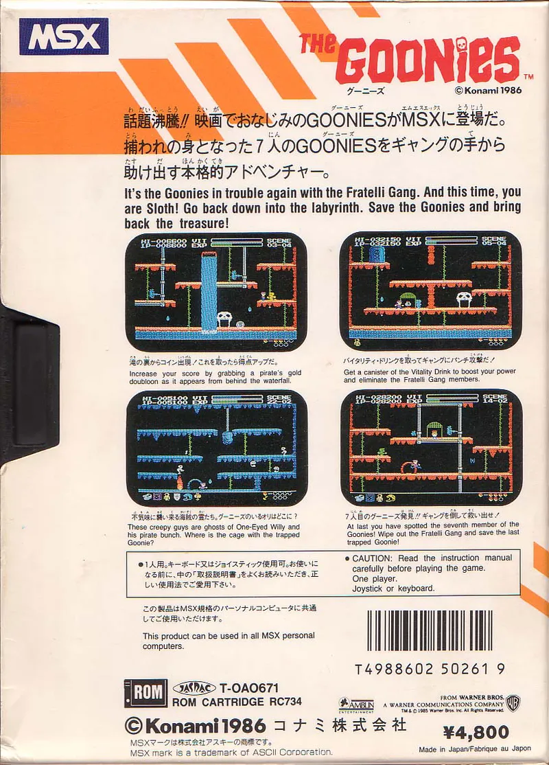 The Goonies box back