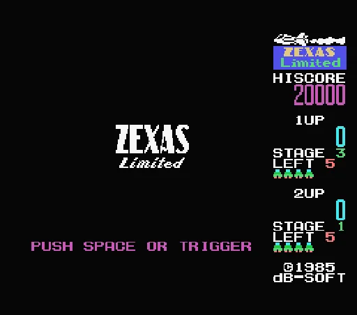 Zexas Limited title screen