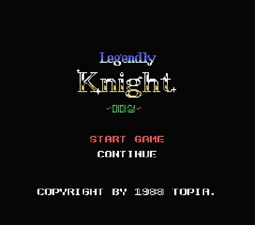 Legendly Knight title screen