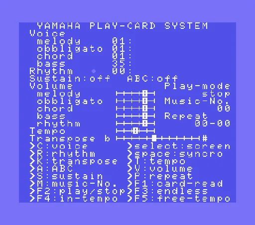 Yamaha Play Card System title screen