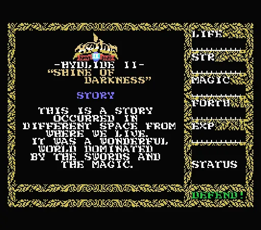 Hydlide II - Shine of Darkness title screen