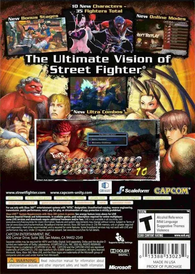 Super Street Fighter IV: Arcade Edition box back