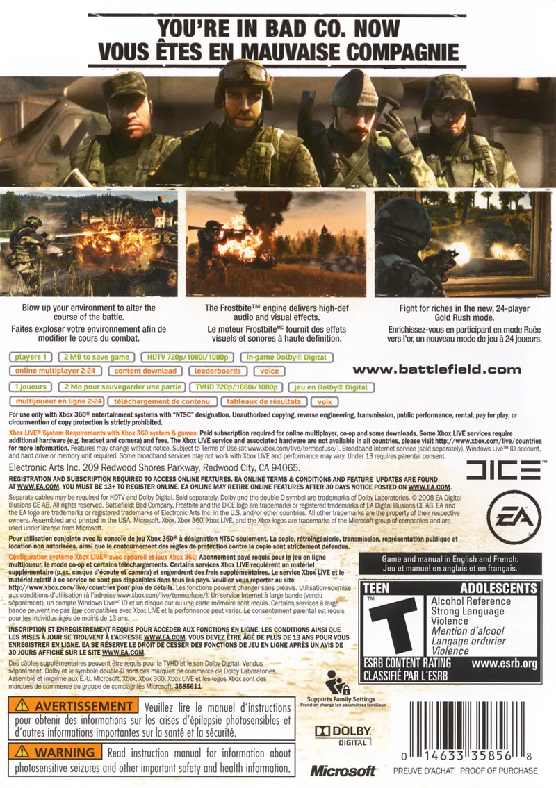 Battlefield: Bad Company box back