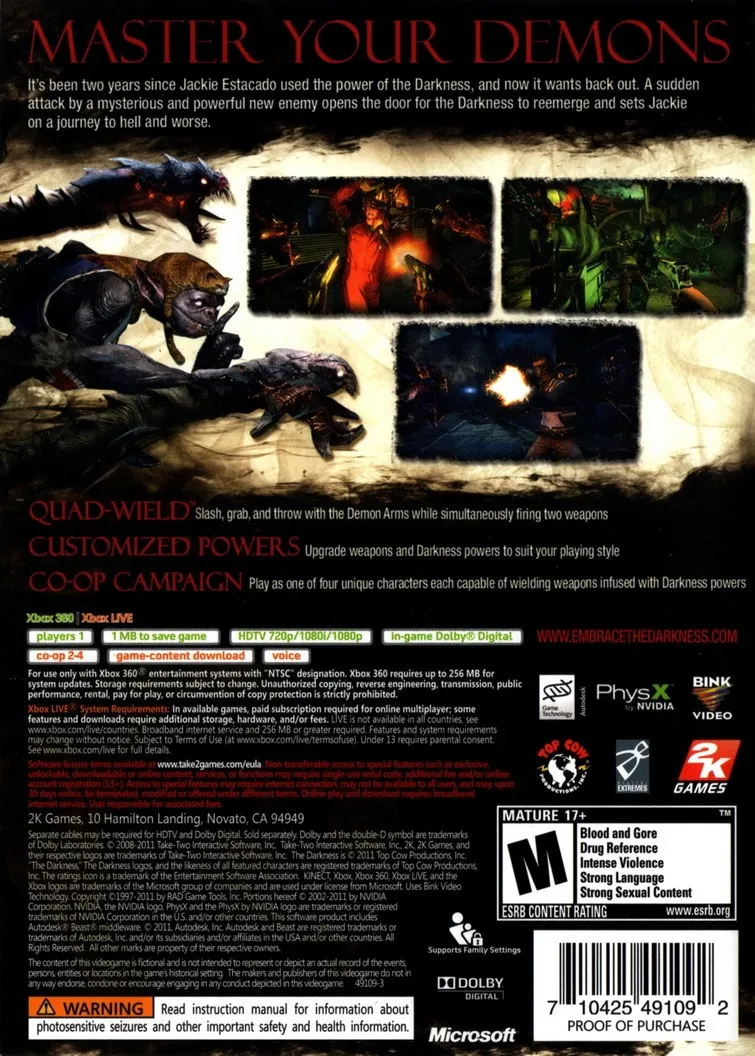 The Darkness II box back