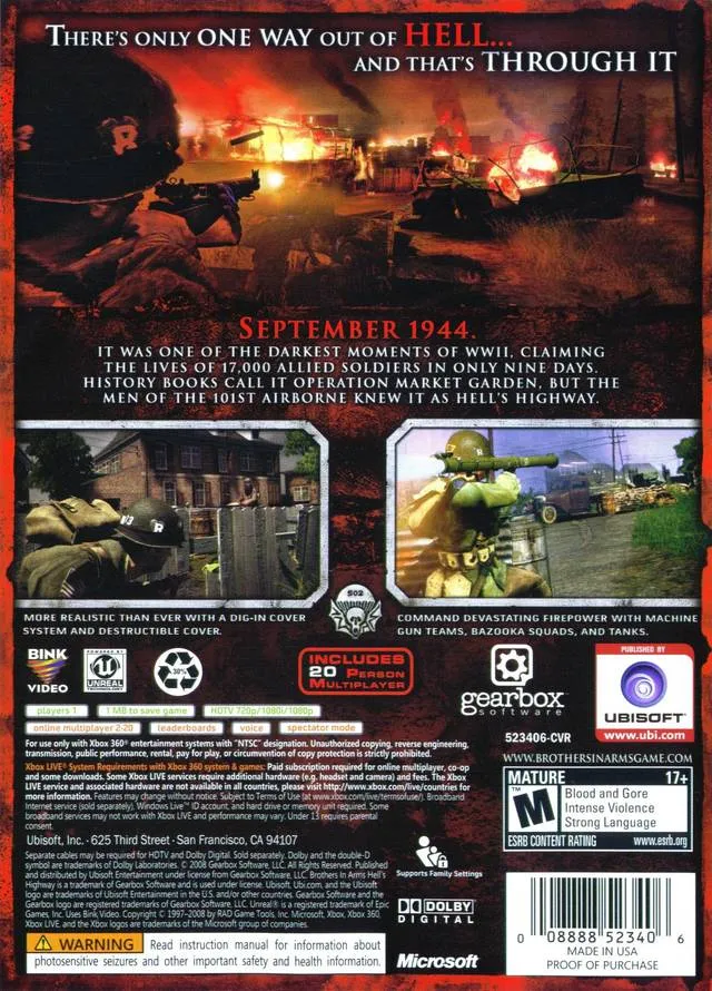 Brothers in Arms: Hell's Highway box back