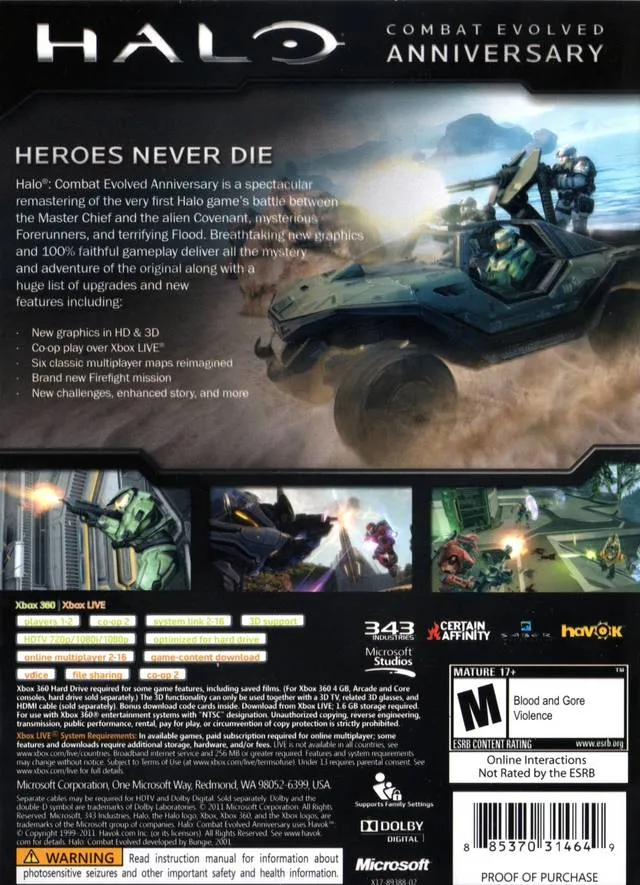Halo: Combat Evolved Anniversary box back