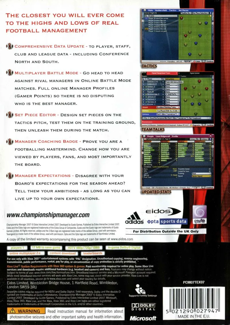 Championship Manager 2007 box back