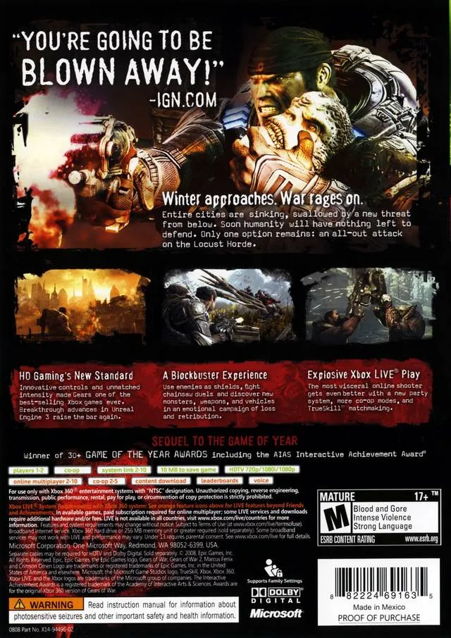 Gears of War 2 box back