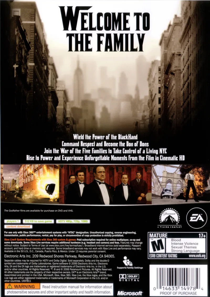 The Godfather: The Game box back