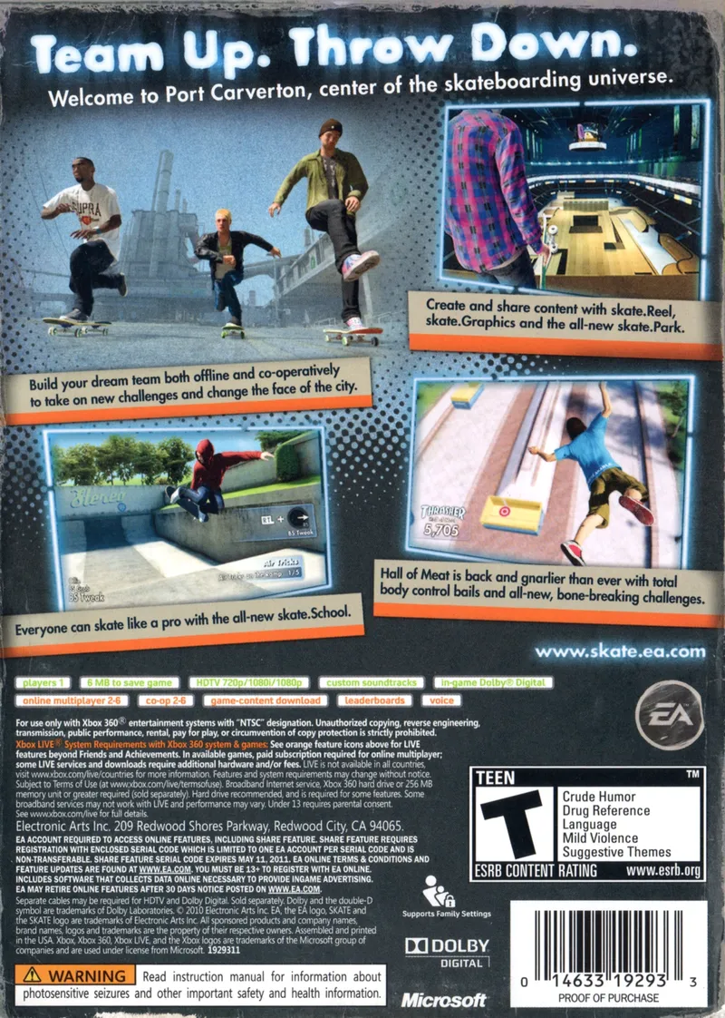 Skate 3 box back