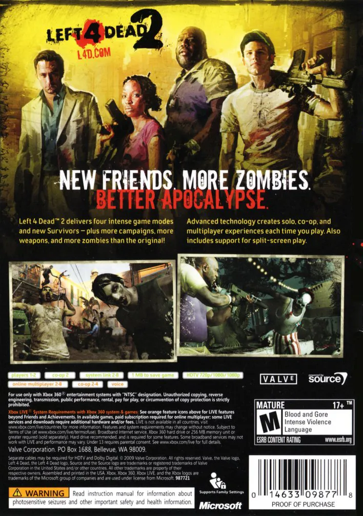 Left 4 Dead 2 box back
