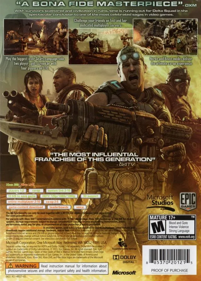 Gears of War 3 box back