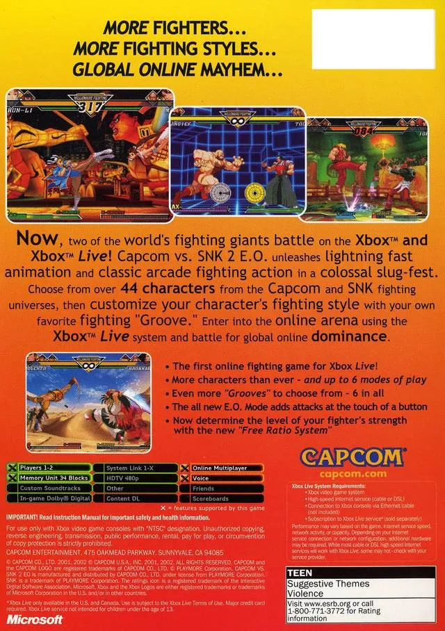 Capcom vs. SNK 2 EO box back
