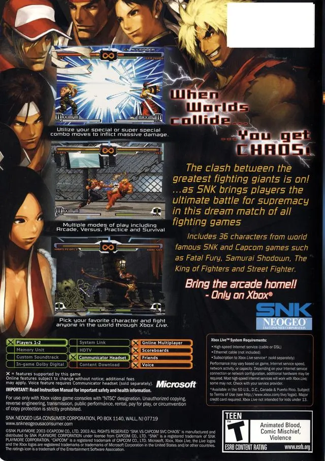 SVC Chaos: SNK vs. Capcom box back
