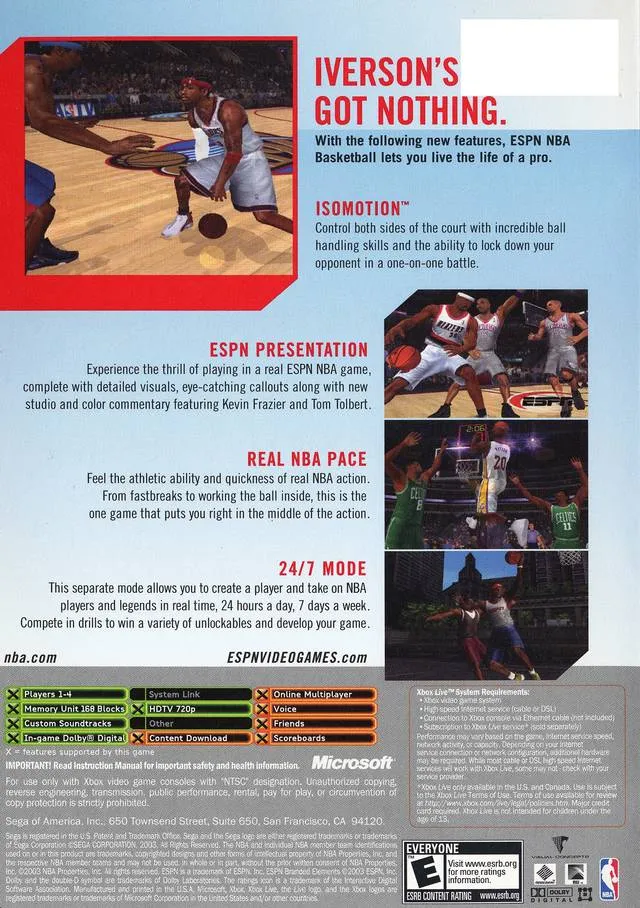 ESPN NBA Basketball box back