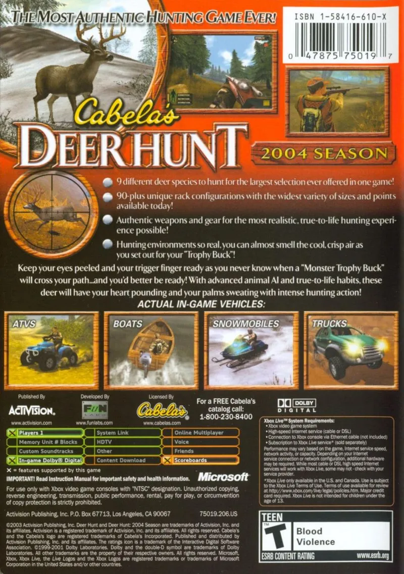 Cabela's Deer Hunt: 2004 Season box back