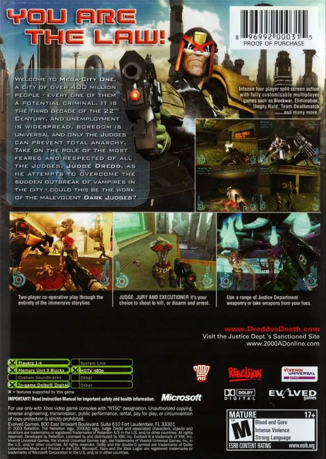 Judge Dredd: Dredd vs. Death box back