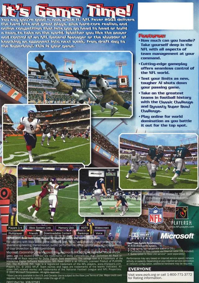 NFL Fever 2003 box back