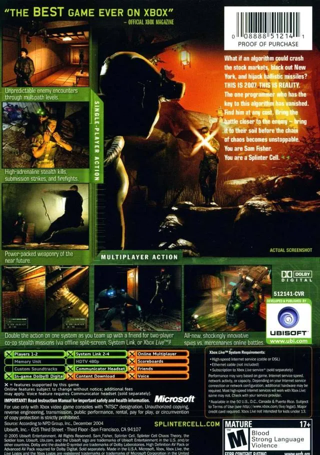 Tom Clancy's Splinter Cell: Chaos Theory box back