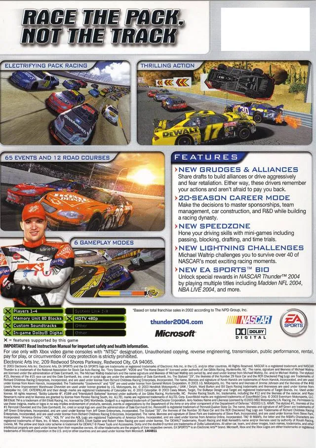 Nascar Thunder 2004 box back