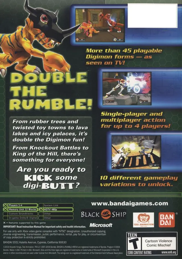 Digimon Rumble Arena 2 box back
