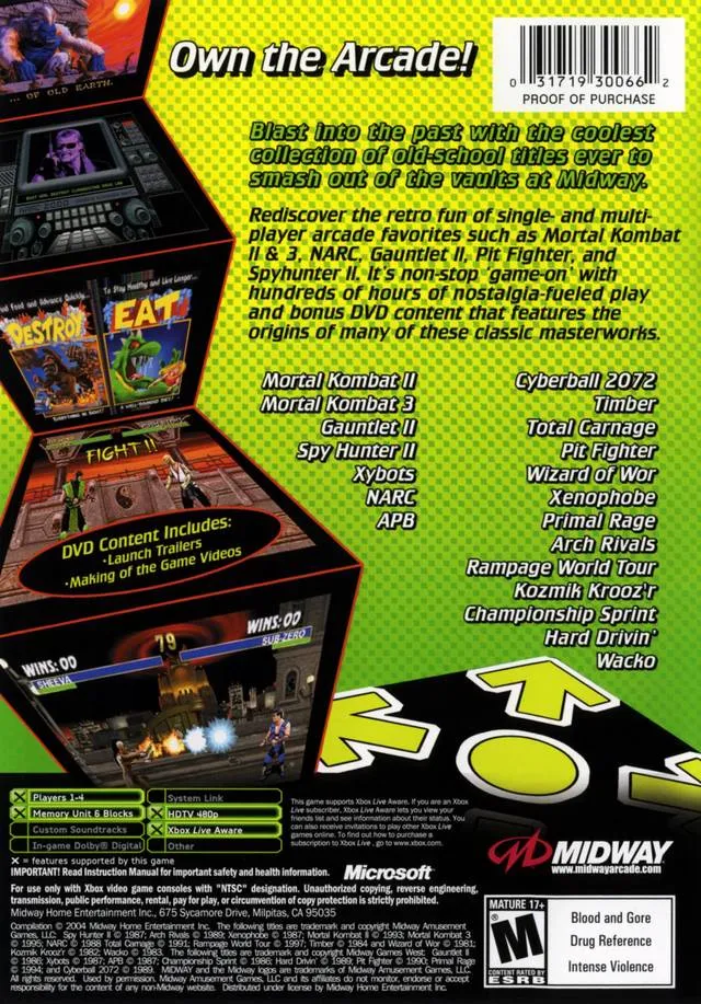 Midway Arcade Treasures 2 box back