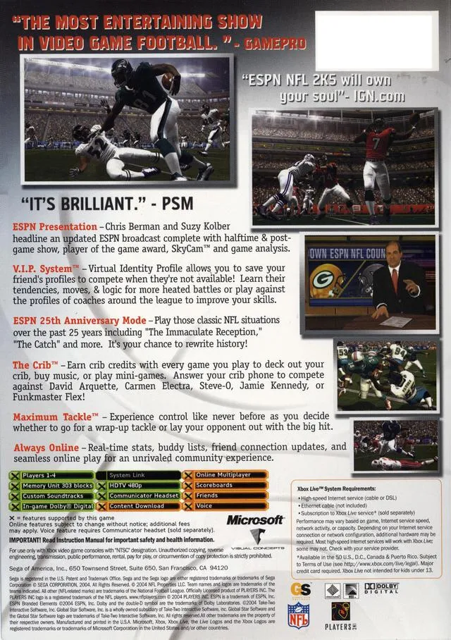 ESPN NFL 2K5 box back
