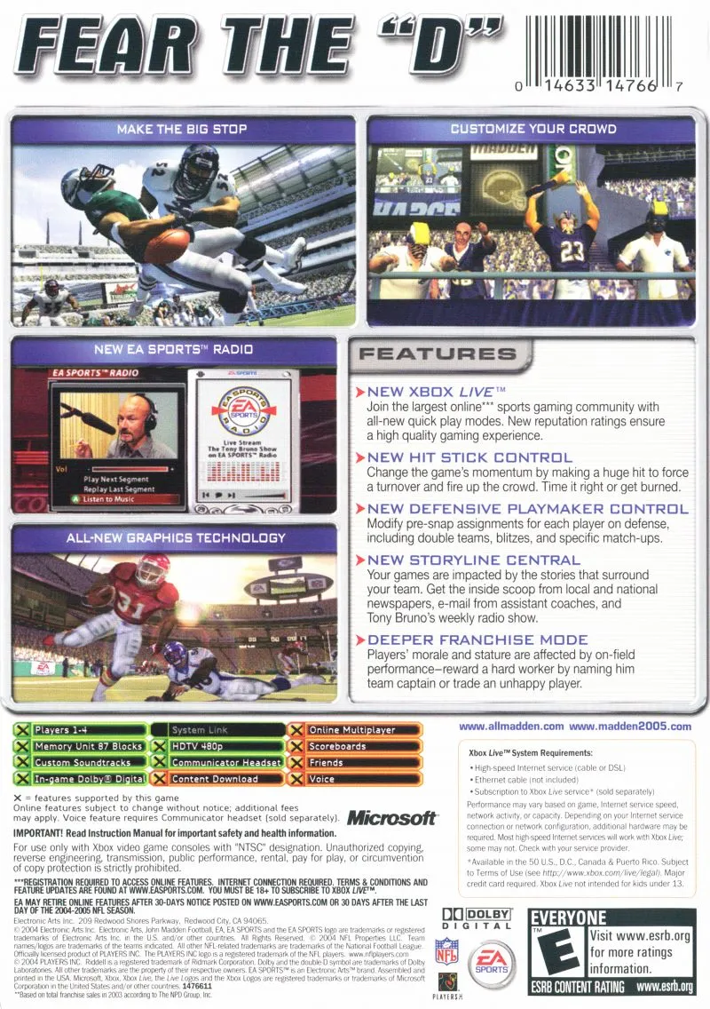 Madden NFL 2005 box back
