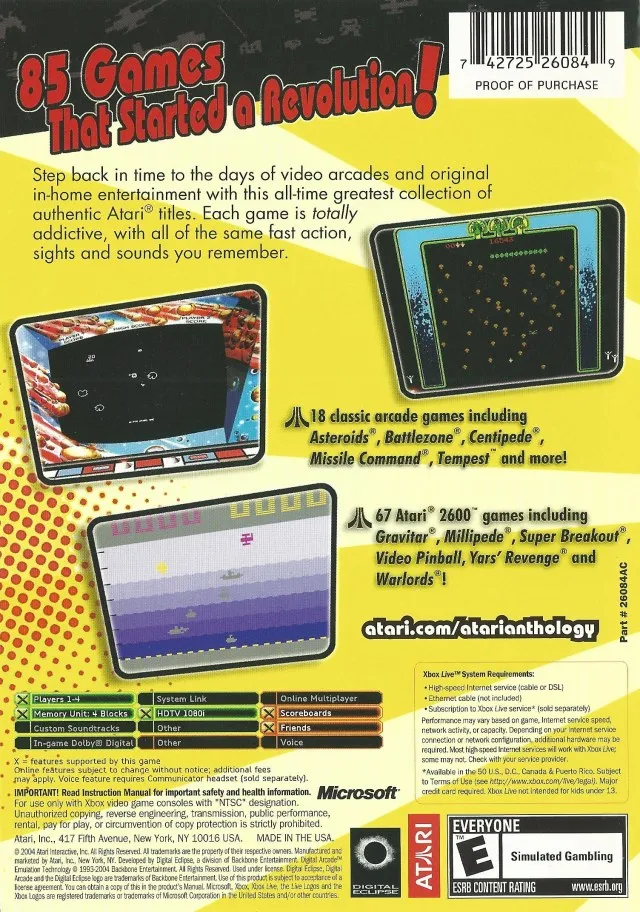 Atari Anthology box back