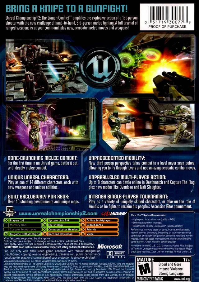 Unreal Championship 2: The Liandri Conflict box back