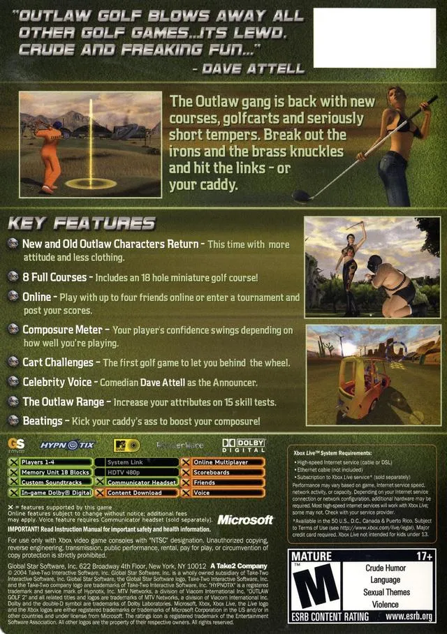 Outlaw Golf 2 box back