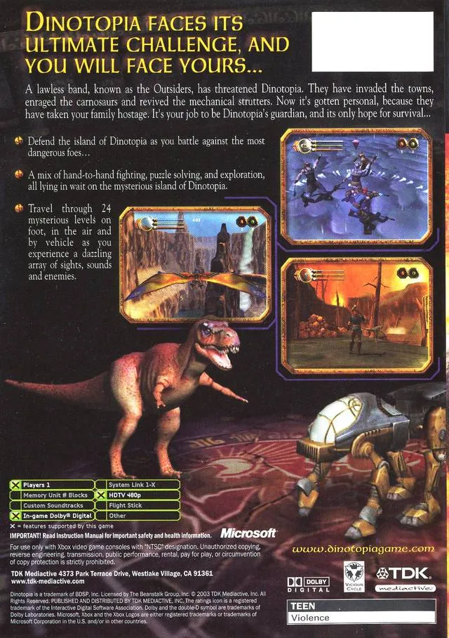 Dinotopia: The Sunstone Odyssey box back