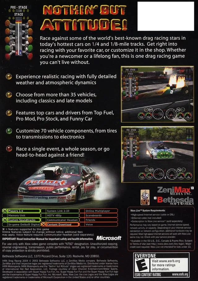 IHRA Drag Racing 2004 box back