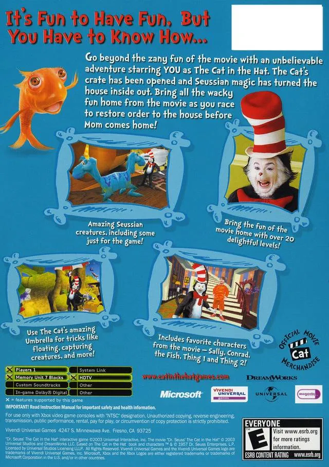 Dr. Seuss' The Cat in the Hat box back