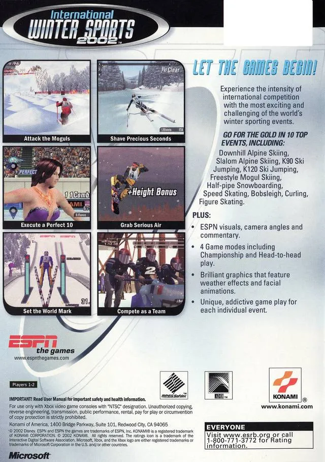 ESPN International Winter Sports 2002 box back