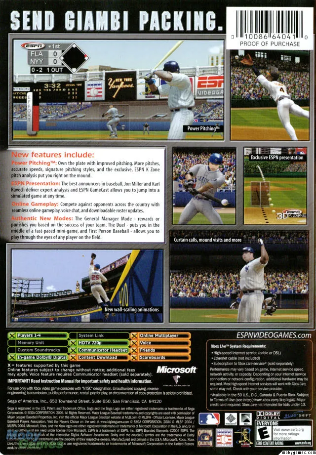 ESPN Major League Baseball box back