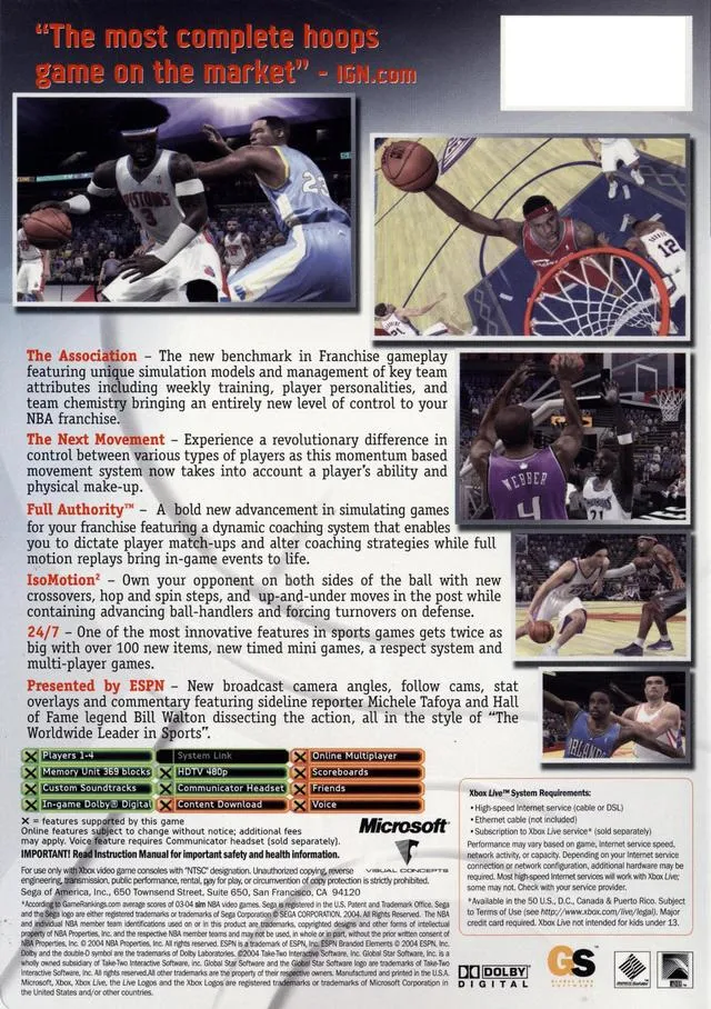 ESPN NBA 2K5 box back