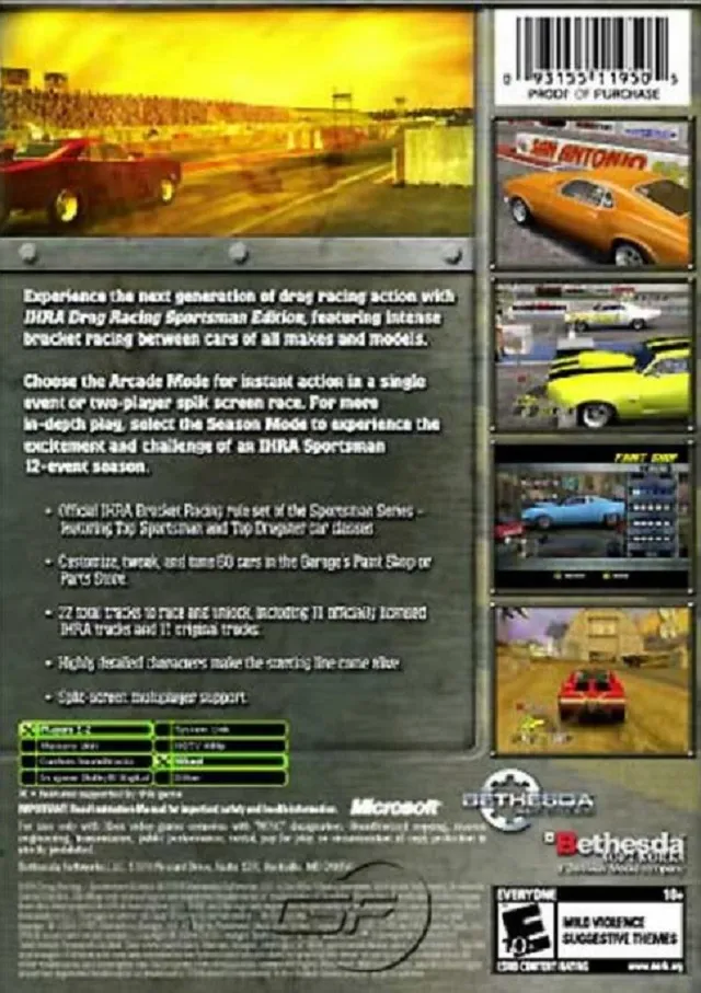 IHRA Drag Racing: Sportsman Edition box back