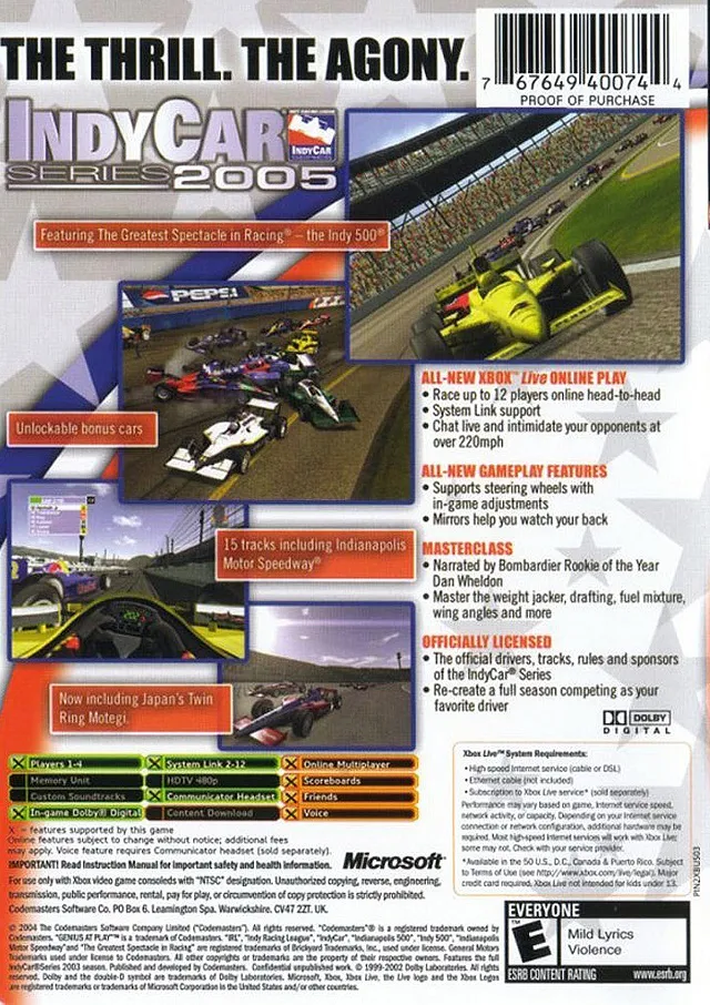 IndyCar Series 2005 box back