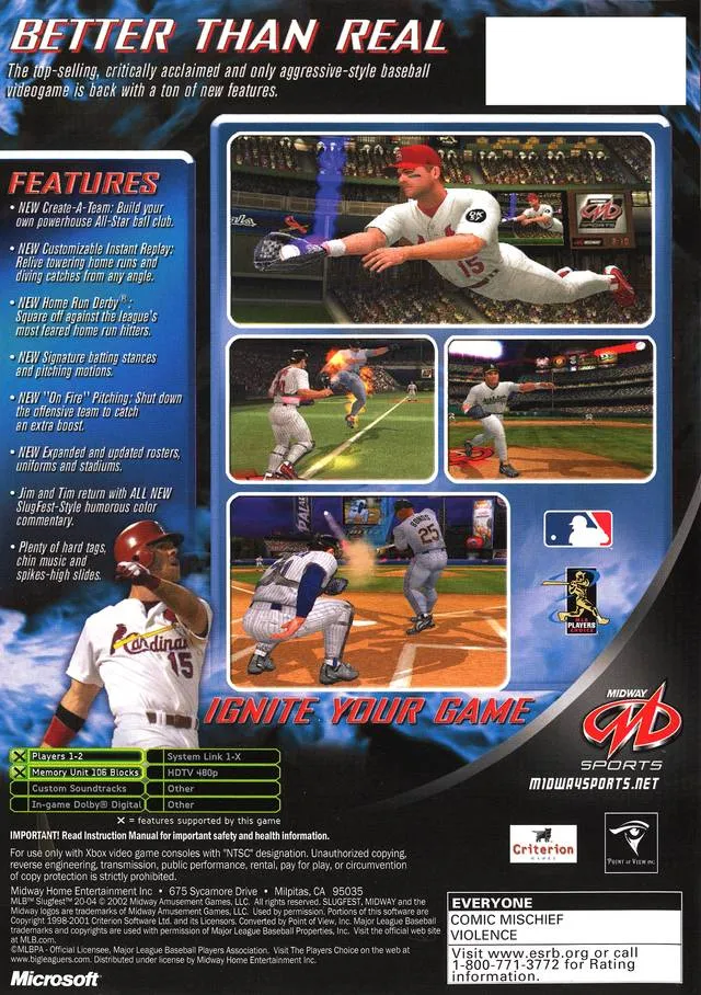 MLB SlugFest 2004 box back