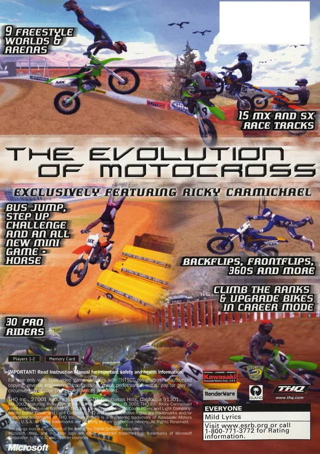 MX 2002 featuring Ricky Carmichael box back