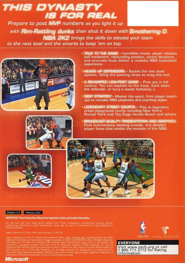 NBA 2K2 box back