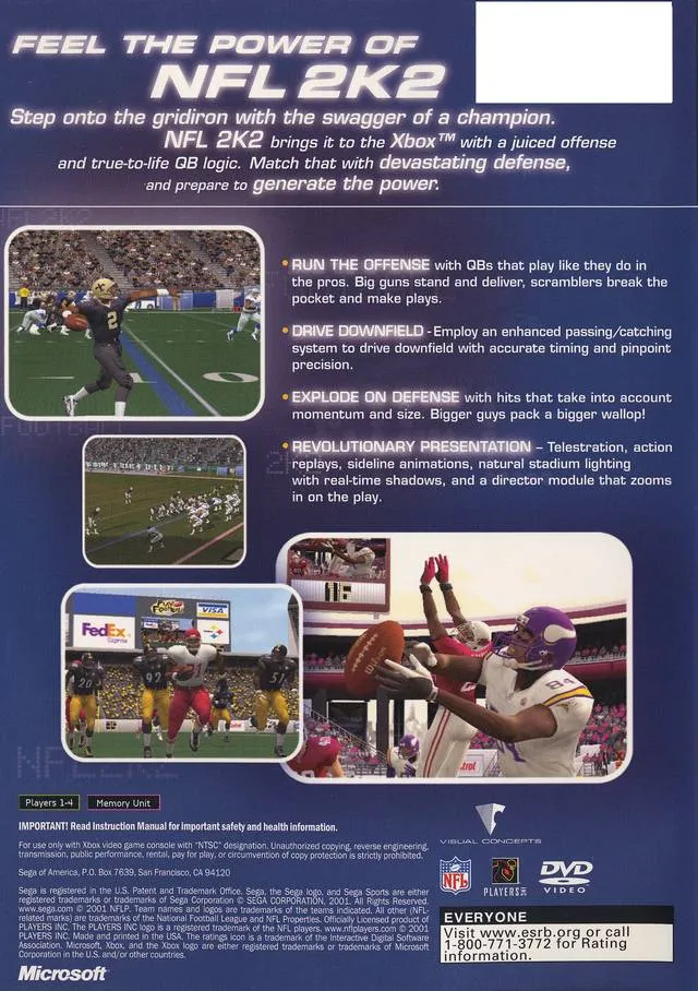 NFL 2K2 box back