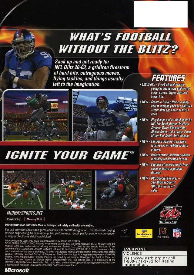 NFL Blitz 2003 box back
