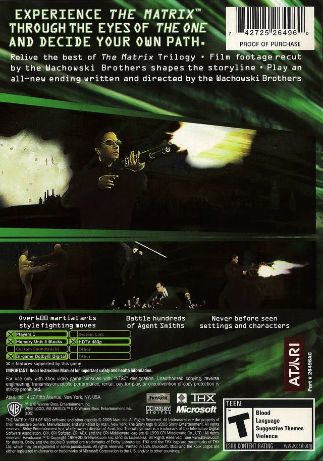 The Matrix: Path of Neo box back