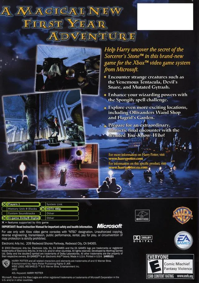 Harry Potter and the Sorcerer's Stone box back