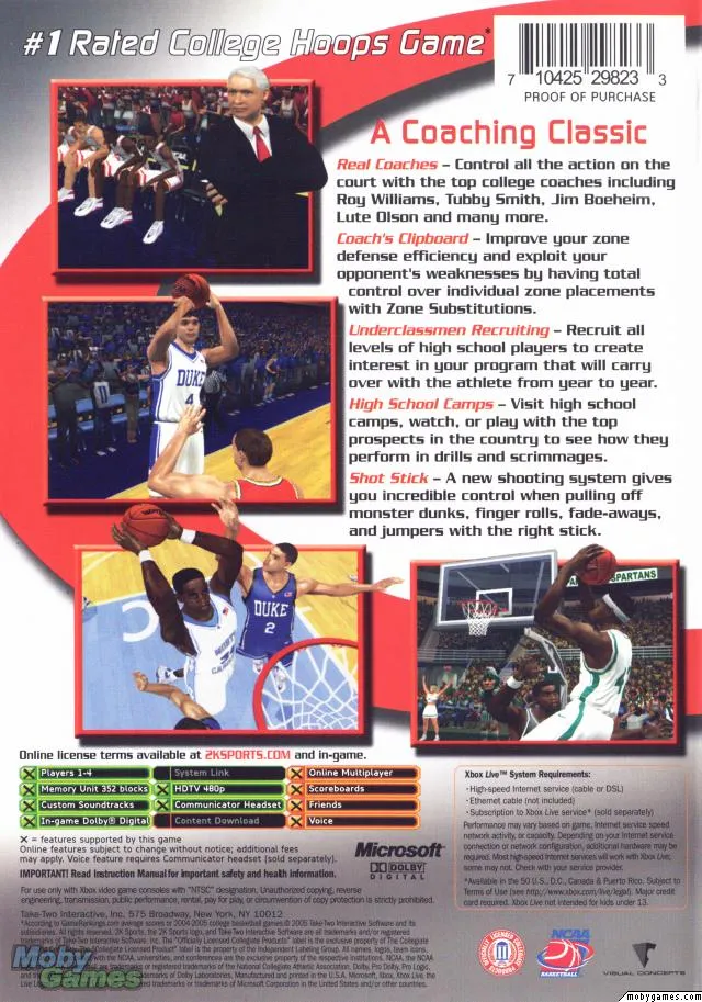College Hoops 2K6 box back