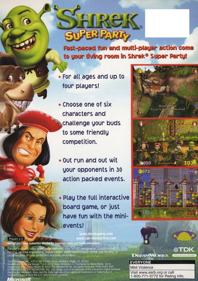 Shrek Super Party box back