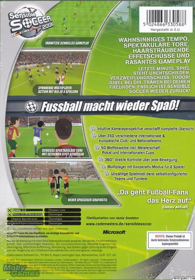 Sensible Soccer 2006 box back