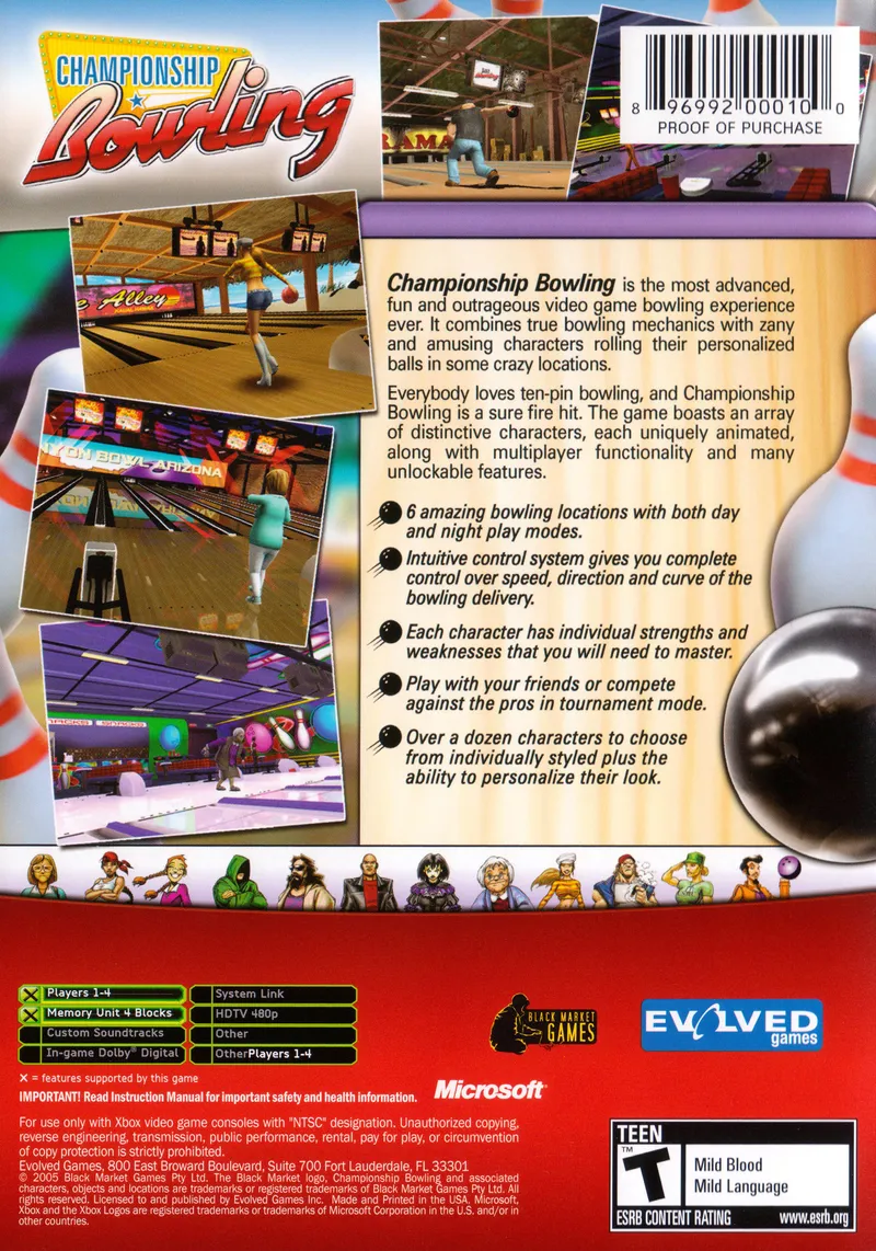 Championship Bowling box back